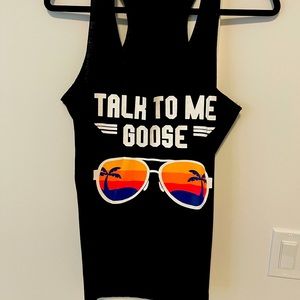 Graphic racer back top. Brand new. Size medium